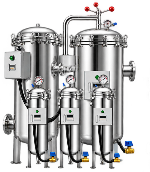 Stainless steel single-bag and multi-bag filter housings